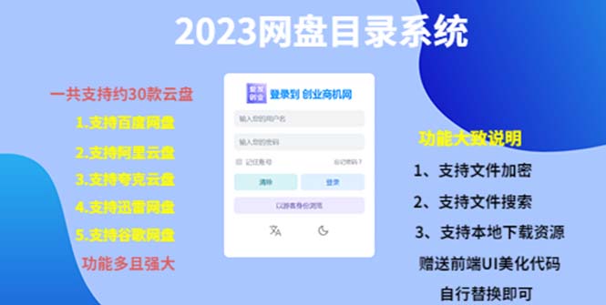 （项目课程）2023网盘目录运营系统，一键安装教学，一共支持约30款云盘-科景笔记