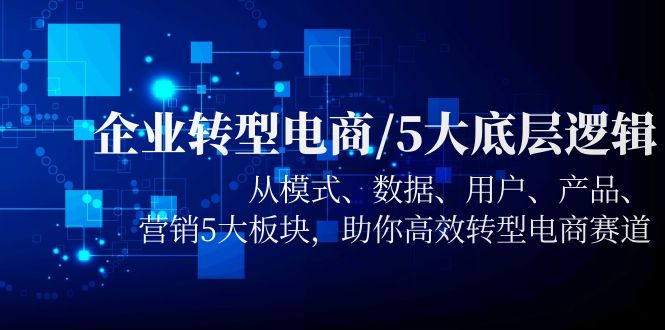 企业转型电商/5大底层逻辑，从模式 数据 用户 产品 营销5大板块，高效转型-科景笔记