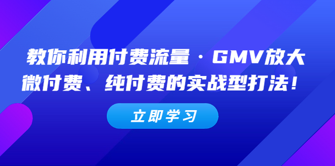 教你利用付费流量·GMV放大，微付费、纯付费的实战型打法！-科景笔记