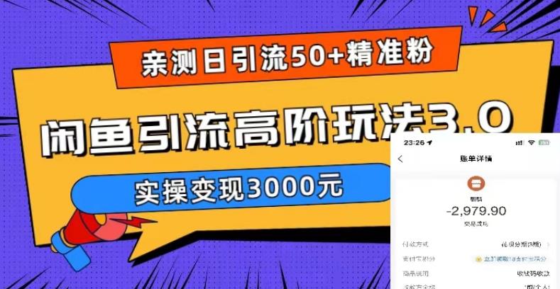 实测日引50+精准粉，闲鱼引流高阶玩法3.0，实操变现3000元-科景笔记