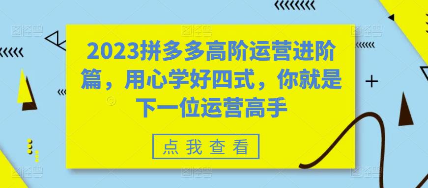 2023拼多多高阶运营进阶篇，用心学好四式，你就是下一位运营高手-科景笔记