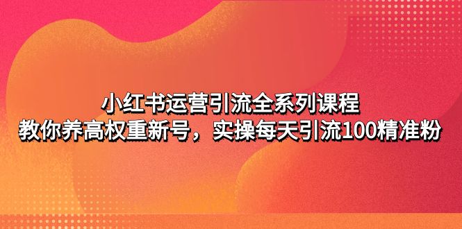 小红书运营引流全系列课程：教你养高权重新号，实操每天引流100精准粉-科景笔记