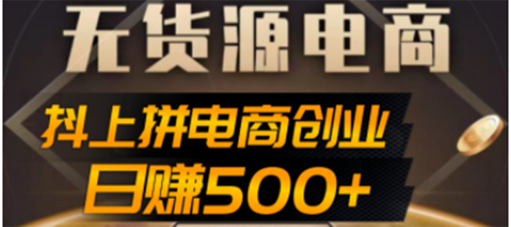 抖上拼无货源电商创业项目、外面收费12800，日赚500+的案例解析参考-科景笔记