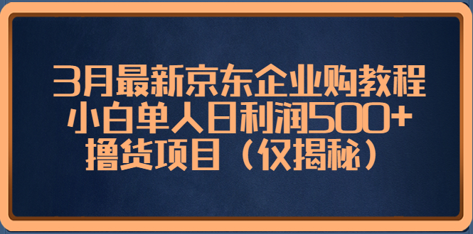 3月最新京东企业购教程，小白单人日利润500+撸货项目（仅揭秘）-科景笔记