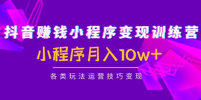 抖音赚钱小程序变现训练营：小程序月入10w+各类玩法运营技巧变现-科景笔记