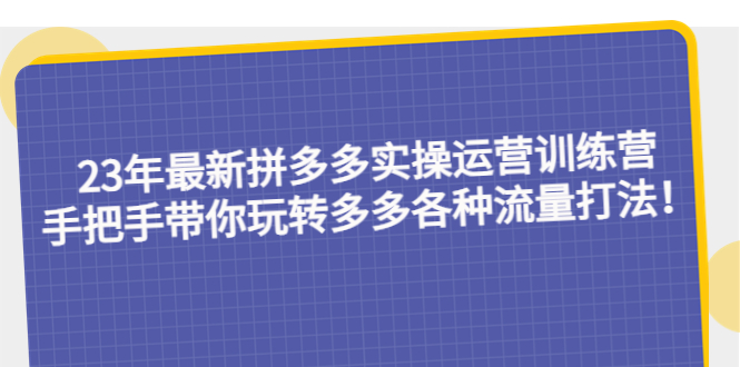 23年最新拼多多实操运营训练营：手把手带你玩转多多各种流量打法！-科景笔记