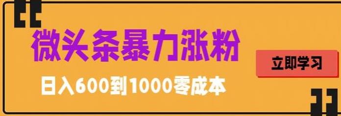 微头条暴力涨粉技巧搬运文案就能涨几万粉丝，简单0成本，日赚600-科景笔记