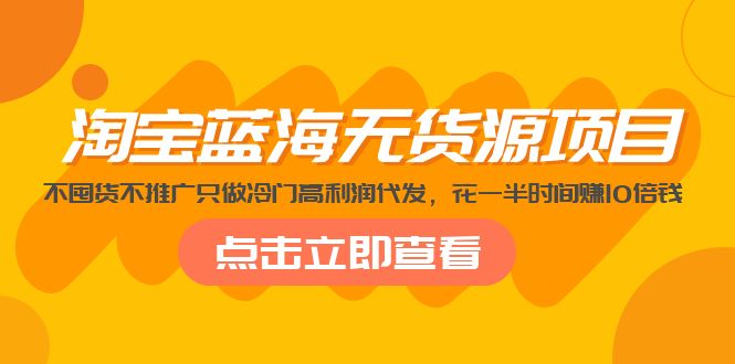 淘宝蓝海无货源项目，不囤货不推广只做冷门高利润代发，花一半时间赚10倍钱-科景笔记