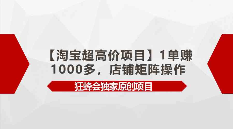 【淘宝超高价项目】1单赚1000多，店铺矩阵操作-科景笔记