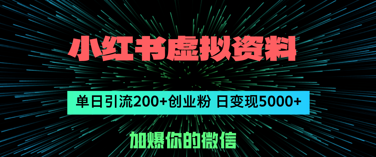 小红书虚拟资料日引流200+创业粉，单日变现5000+-科景笔记