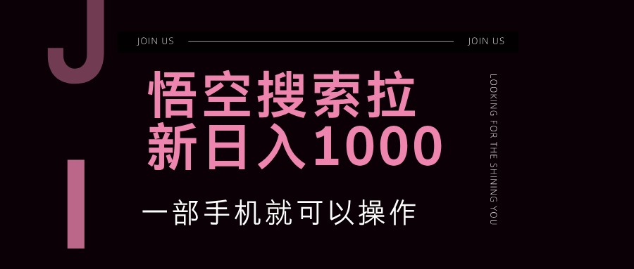 悟空搜索类拉新 蓝海项目 一部手机就可以操作 教程非常详细-科景笔记