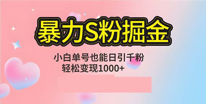 单人单机日引千粉，变现1000+，S粉流量掘金计划攻略-科景笔记