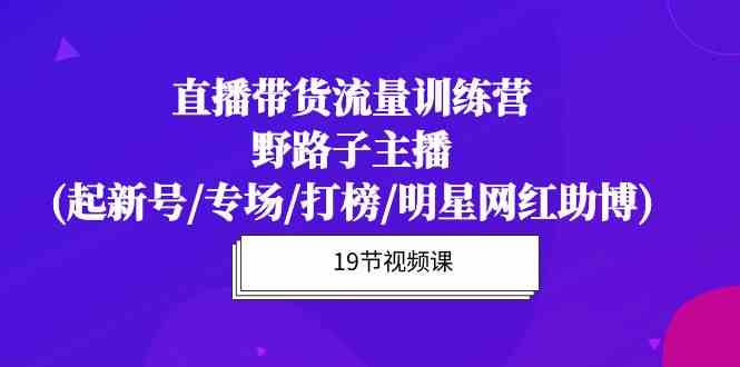 直播带货流量特训营，野路子主播(起新号/专场/打榜/明星网红助博)19节课-科景笔记