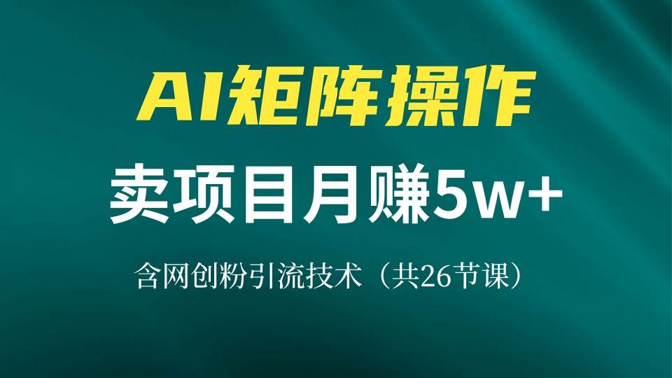 网创IP打造课，借助AI卖项目月赚5万+，含引流技术（共26节课）-科景笔记