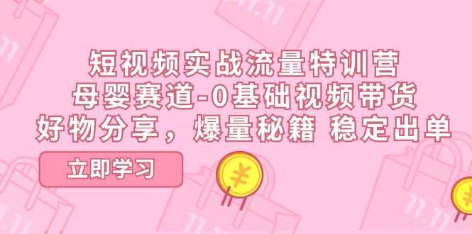 短视频实战流量特训营，母婴赛道-0基础带货，好物分享，爆量秘籍 稳定出单-科景笔记