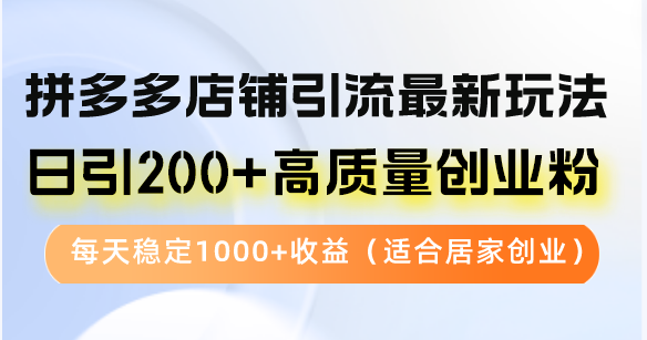 （12893期）拼多多店铺引流最新玩法，日引200+高质量创业粉，每天稳定1000+收益（…-科景笔记