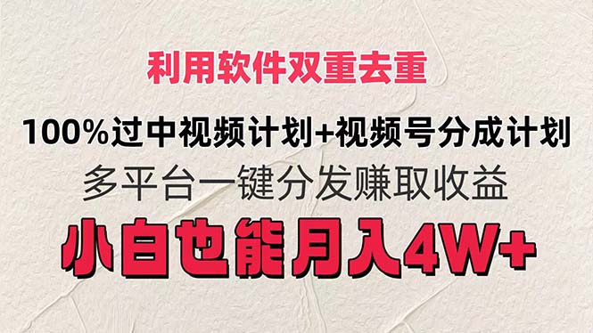 利用软件双重去重，100%过中视频+视频号分成计划小白也可以月入4W+-科景笔记