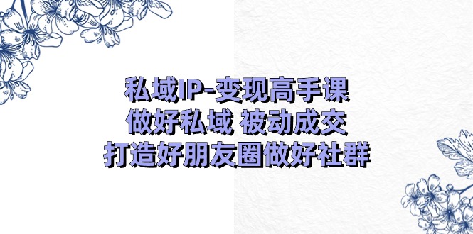 私域IP-变现高手课：做好私域 被动成交，打造好朋友圈做好社群（18节）-科景笔记