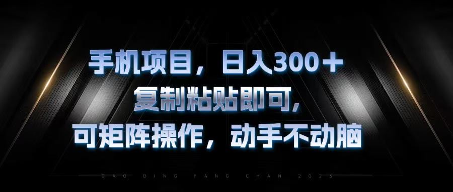 手机项目，日入300+，复制黏贴即可，可矩阵操作，动手不动脑-科景笔记