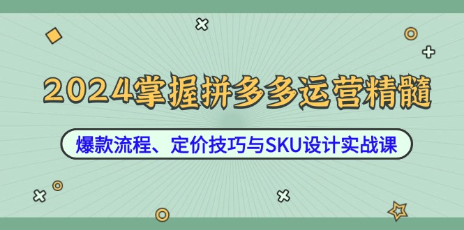 2024掌握拼多多运营精髓：爆款流程、定价技巧与SKU设计实战课-科景笔记