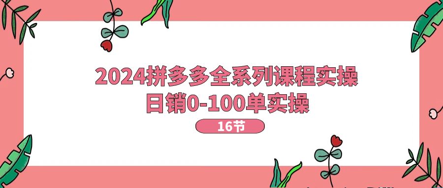 2024拼多多全系列课程实操，日销0-100单实操【16节课】-科景笔记